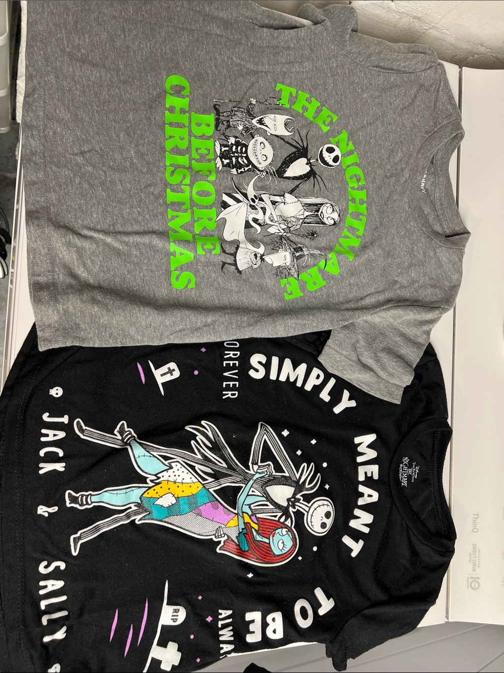 GAP Gray & Black Kids Tees with Neon Green and Multicolor Nightmare Graphic